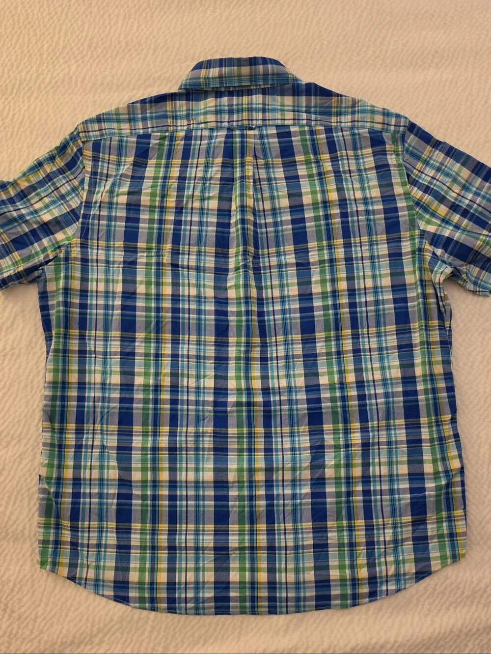 Ralph Lauren Blue, Green & White Plaid Short-Sleeve Button-Down Shirt